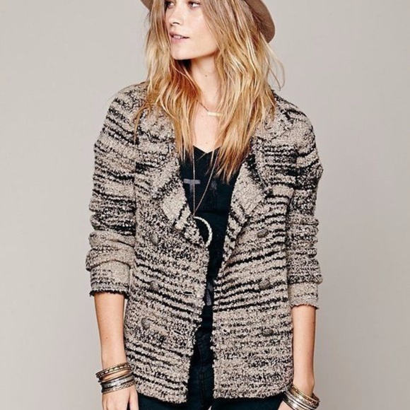 Free People Sweaters - Free People Wool Frayed Oversized Sweater Jacket